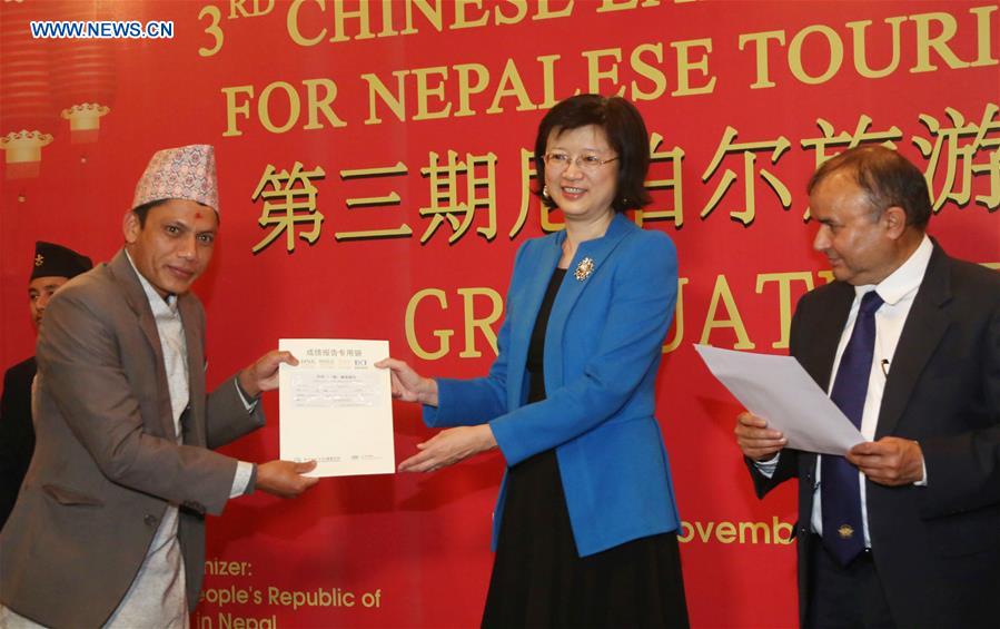 NEPAL-KATHMANDU-CHINESE LANGUAGE TRAINING-TOURISM PROFESSIONALS-GRADUATION CEREMONY