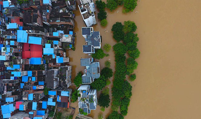 Water level of Liujiang River hits record high